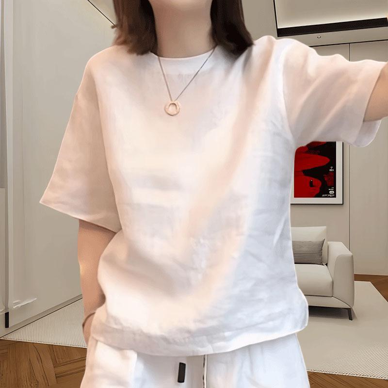 半袖2025新作おしゃれな純綿Tシャツレディース年齢軽減夏スタイルトップス|undefined