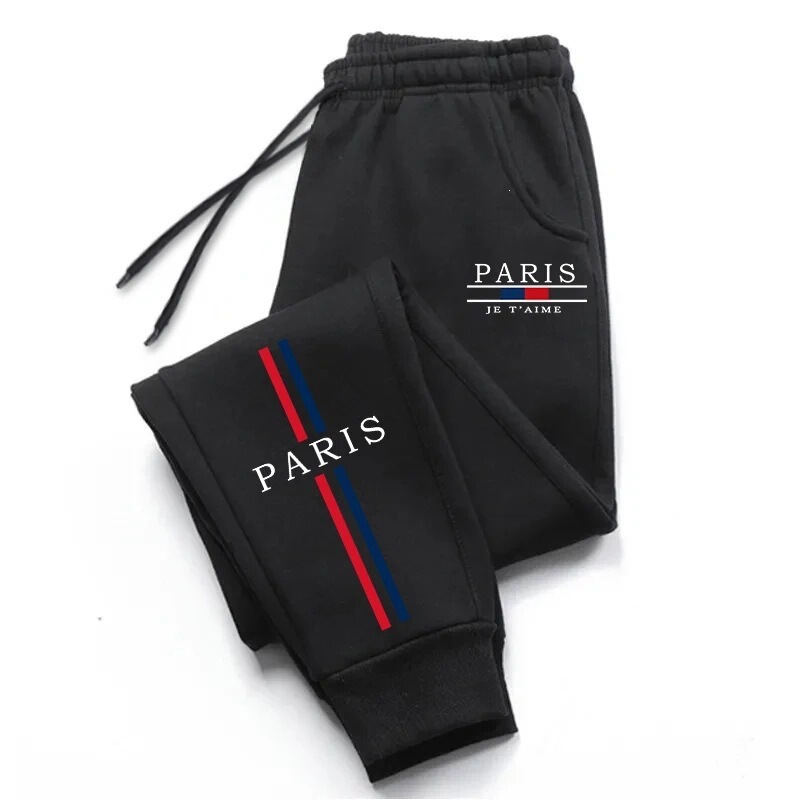 Men's All-Season Casual Sports Jogging Pants, Men's Urban Fashion Pants, High-Quality Paris Print, Suitable for Home and Outdoor Activities