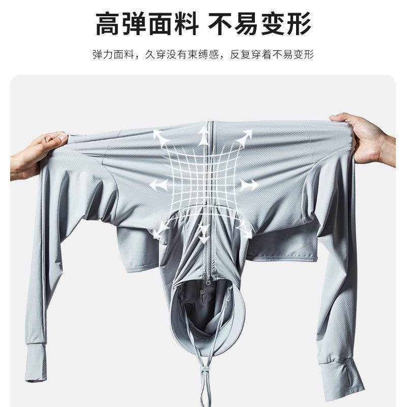 Ropa de protección solar para hombres, ropa de piel resistente a los rayos UV con sensación de hielo de verano, ropa de pesca de pareja con ala desmontable y transpirable para mujeres