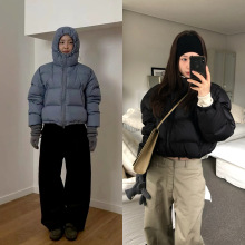 现 2025冬季新款韩国设计师smo*thmood厚实连帽短款羽绒服