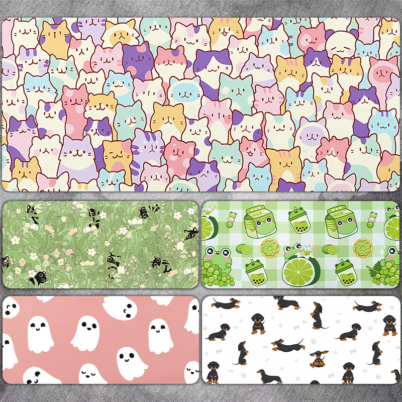Large Office Anime Cat and Dog Girl Cute Cartoon Creative Worker Computer Keyboard Study Desk Pad Mouse Pad