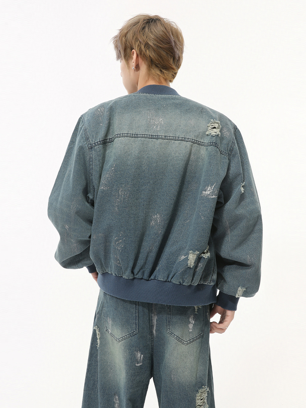 MTLCLOTHES Hombres| Nuevos productos de otoño retro estadounidenses lavado con agua para hacer viejos trajes de vaqueros de moda casuales