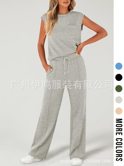 2025夏季新款欧美休闲运动风时尚短袖休闲套装时尚款时尚短袖女装|undefined