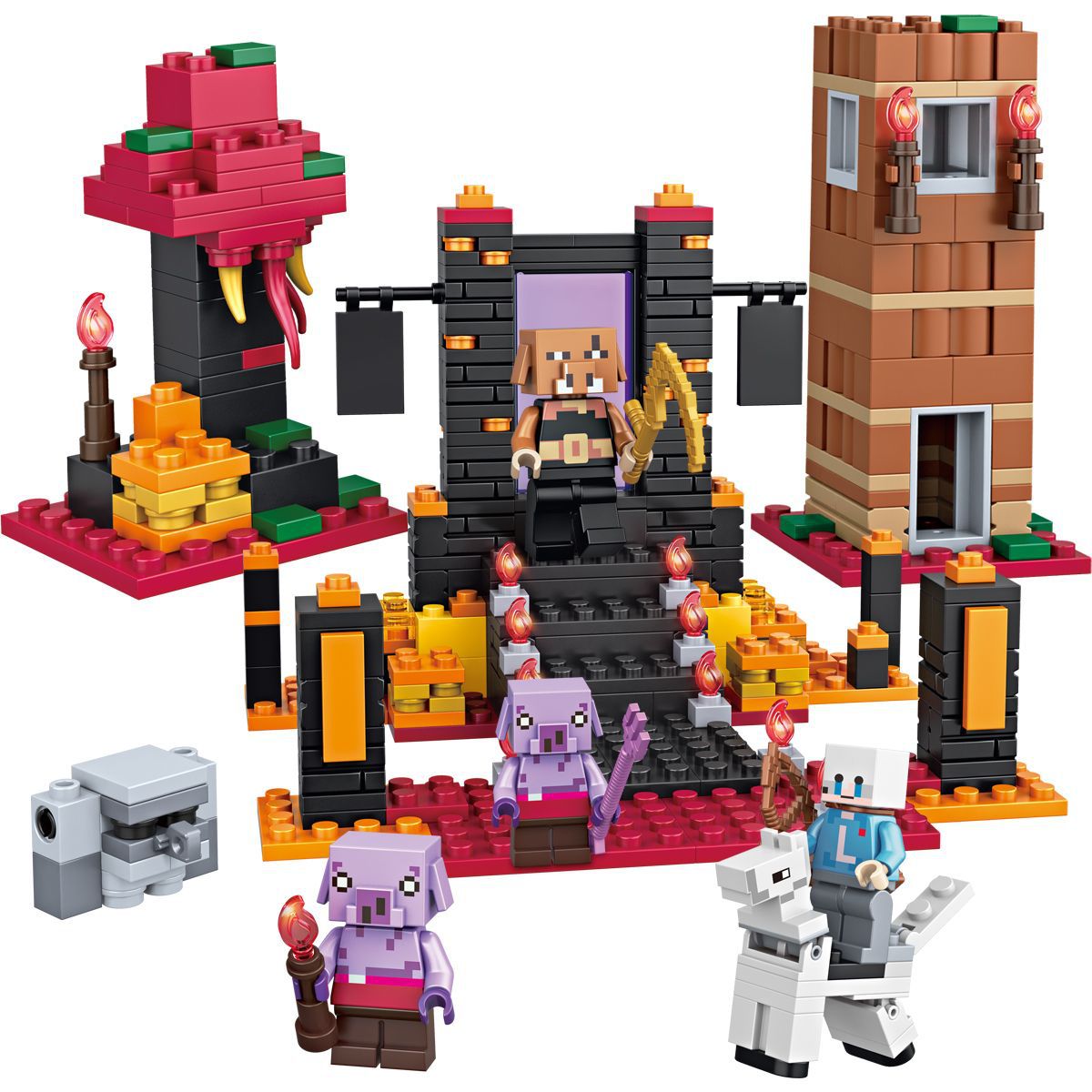 クロスボーダーのエビの皮の子供の世界の積み木は人の子の機関の洞窟のモカの村の鉱山の男の子のおもちゃをつづり合わせます。