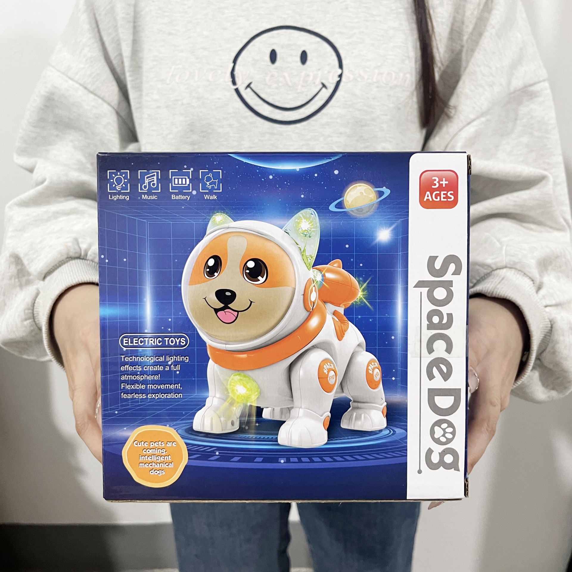 儿童电动玩具灯光音乐宠物狗卡通会喷雾萌趣哈巴狗可唱歌哄娃神器