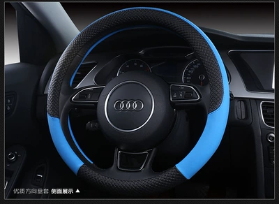 supplies handle cover fashion stitching: Steering wheel cover - 113-black-blue-38cm
