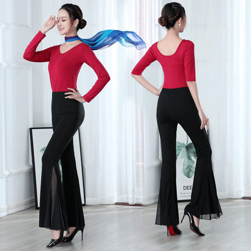 Figure clothing for women with flared pants, practice clothing, socialite art test instructor clothing, etiquette training clothing, model performance clothing