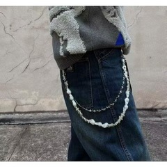 Cleanfit金属真珠小衆腰鎖男飾りy 2k復古パンク流蘇ズボン鎖アメリカヒップホップ潮