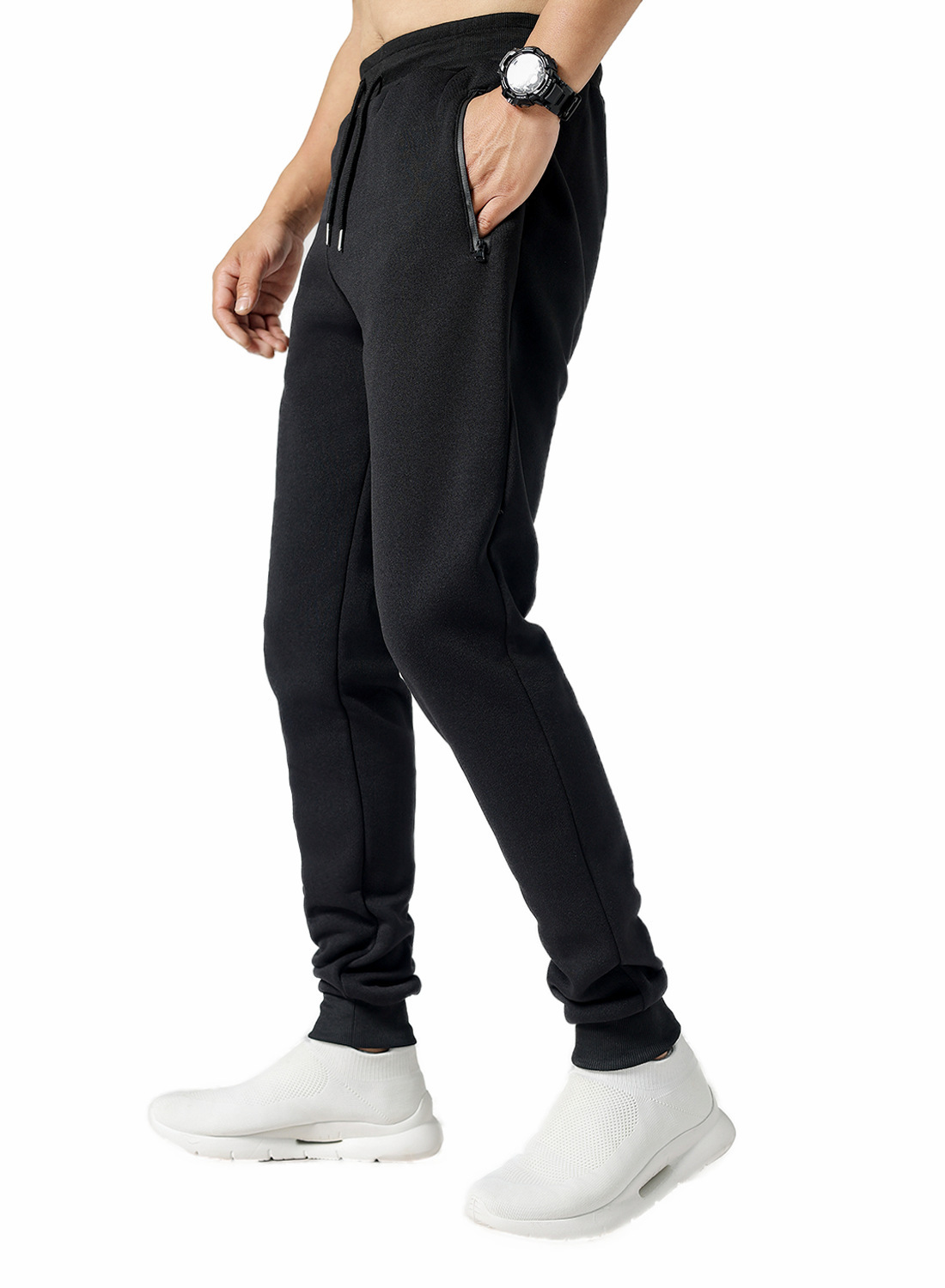 Herren-Jogginghose mit Fleecefutter – Freizeit- und Laufhose mit Reißverschluss (Schwarz/Grau/Marineblau, S-3XL)_voghion.com
