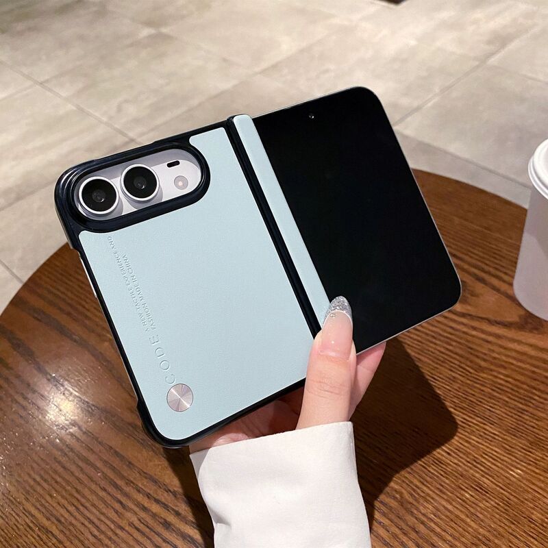 Suitable for iPhone Duo, plain-colored leather front frame phone case, Apple Fold hinge, foldable, and drop-proof protective case Suitable for iPhone Duo, plain-colored leather front frame phone case, Apple Fold hinge, foldable, and drop-proof protective case