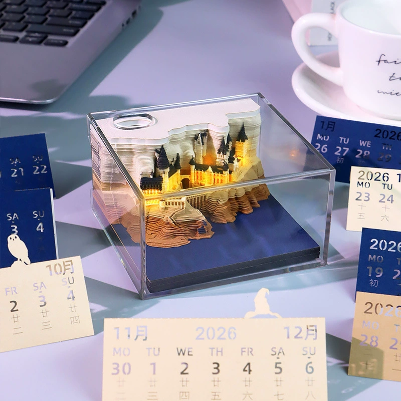 3D Castle Desk Calendar, Custom Creative Gift, 2026 Weekly Options with Lighted Covers