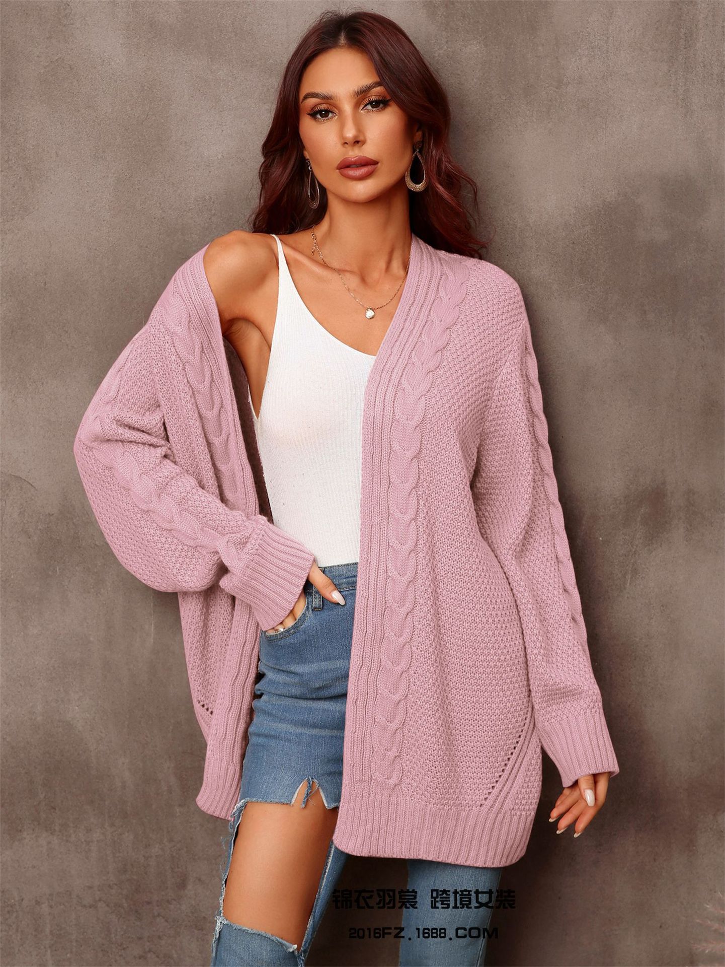 Women's large size women's cardigan irregular knit sweater hollowed out sweater coat_voghion.com
