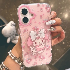 美蒂卡通支架手机壳适用苹果16/15PRO简约防摔iPhone14/13保护套