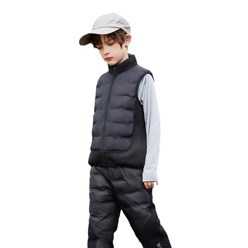 Kids' Down Vest Winter Warm Puffer Jacket For Boys & Girls, Lightweight Quilted Sleeveless Coat, Soft Shell Outerwear (Black/Blue/Pink/Gray)_voghion.com