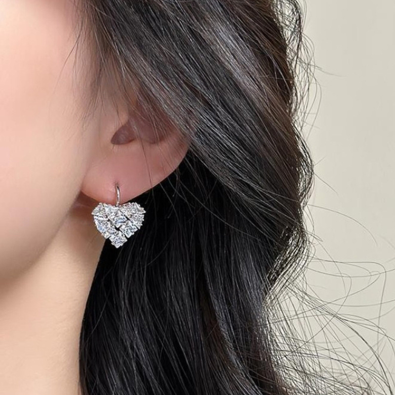 8g Weight 304 Stainless Steel Ear Needle Material Zircon Inlay Material Earrings Classification 1 Pair Quantity Holiday, Daily Occasion Copper Material Heart Shape Pattern All Seasons Season Women's Gender Modern Style Style 1 Pair Modern Style Heart Shape Copper Zircon Earrings 11