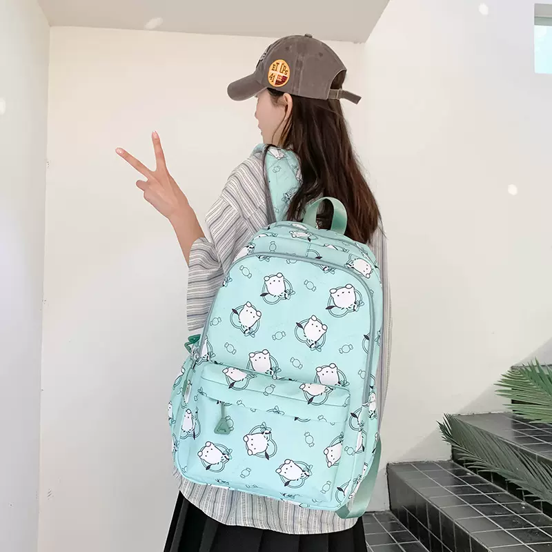 新款库洛米书包大学女大容量轻便高颜值背包满印花中大学生双肩包