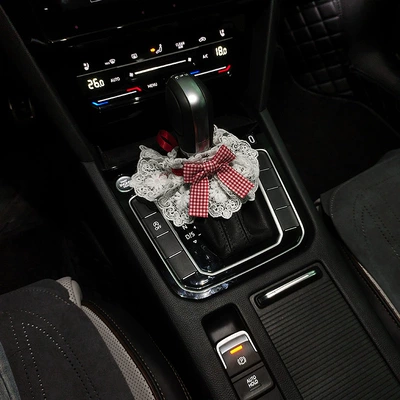 Car Interior Supplies, Seat belt shoulder pad - gear-handle-cover-red-plaid-lace-decoration
