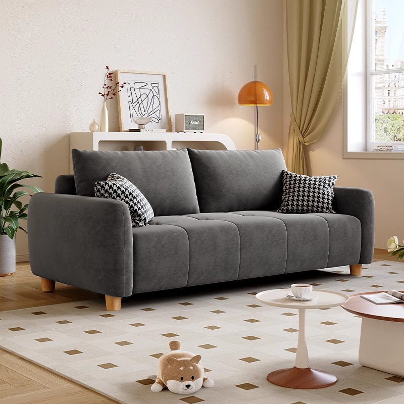 2026 nuevo sofá de tela de sala de estar nórdica simple de estilo pequeño sofá de apartamento doble línea directa