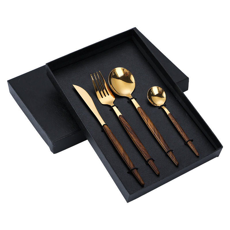 Juego de Cuchillos, Tenedores y Cucharas de 4 y 5 Piezas, Acero Inoxidable 430, Pulido Espejo, para Regalos de Negocios