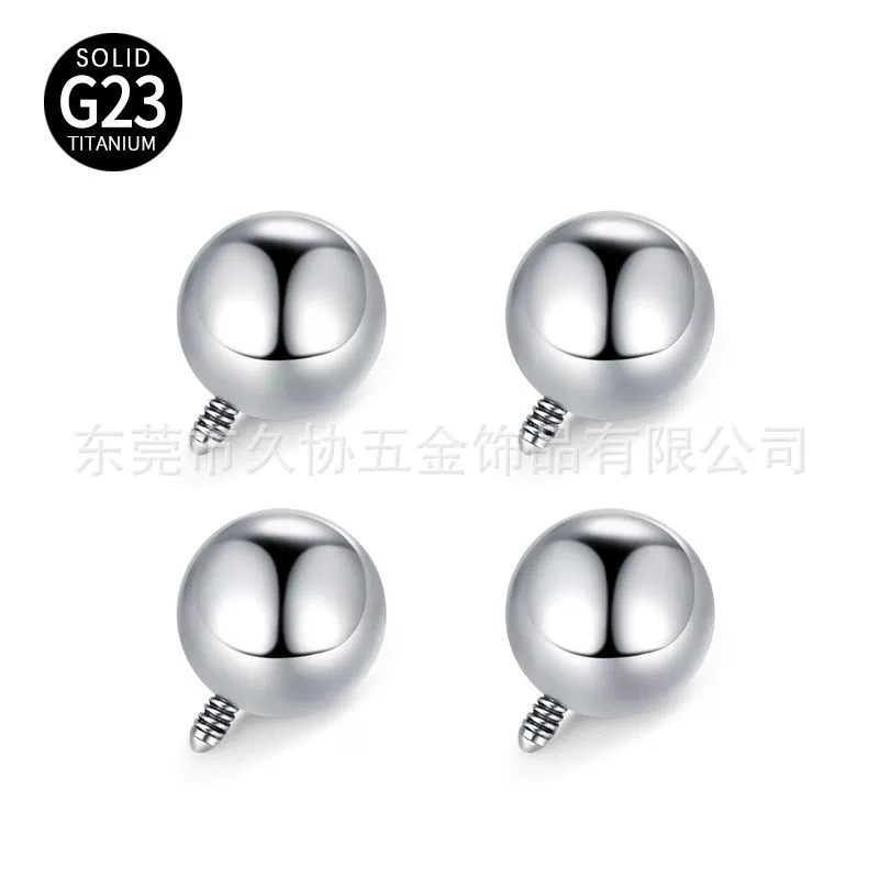 Титановый сплав F136, сменные шариковые элементы с внешней резьбой, аксессуары для DIY украшений, имплантационный титан, чистый титан, украшения для пирсинга оптом
