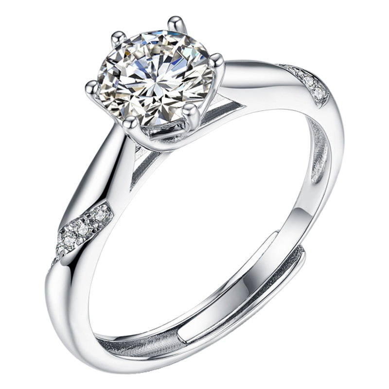 Imitation Moissanite Ring, One Carat Diamond Ring, Women's Classy Atmospheric Live Ring, Live Supply, Foreign Trade Imitation Moissanite Ring