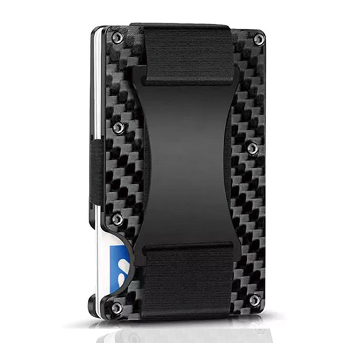 Amazon Factory Carbon Fiber RFID Anti-Theft Metal Card Holder Men's Simple Money Clip Wallet