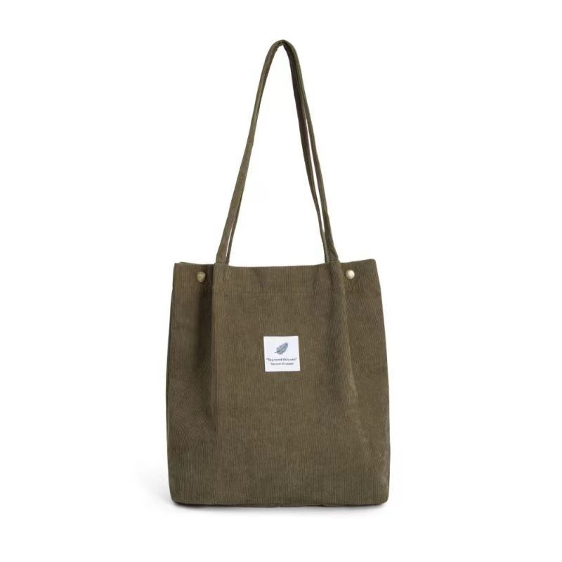 Bolsa de lona portátil de un solo hombro de pana retro de gran tamaño Bolsa de lona portátil de gran capacidad para niñas japonesas