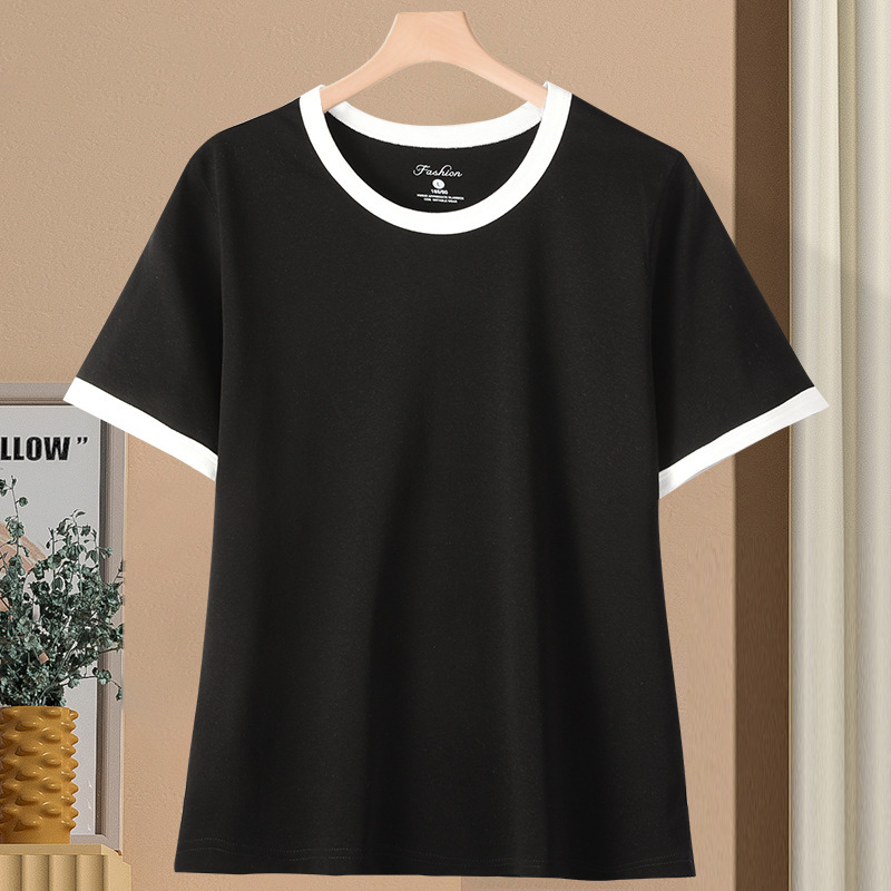 モーダル U ネック半袖 Tシャツ女性の夏の新しいデザインニッチスリムフィットショートトップ在庫卸売|undefined