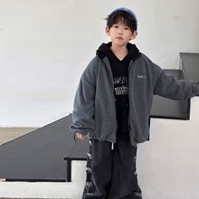 男童秋冬款外套2025新款儿童宽松保暖休闲摇粒绒毛毛上衣织里童装