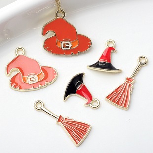 Alloy oil dripping hat broom Halloween alloy oil dripping creative small pendant DIY jewelry accessories wholesale pendant