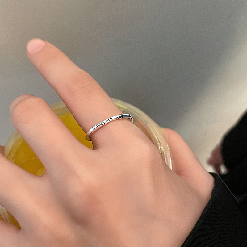韩版莫比乌斯字母食指戒指环女复古时尚嘻哈爱心开口戒指指环女