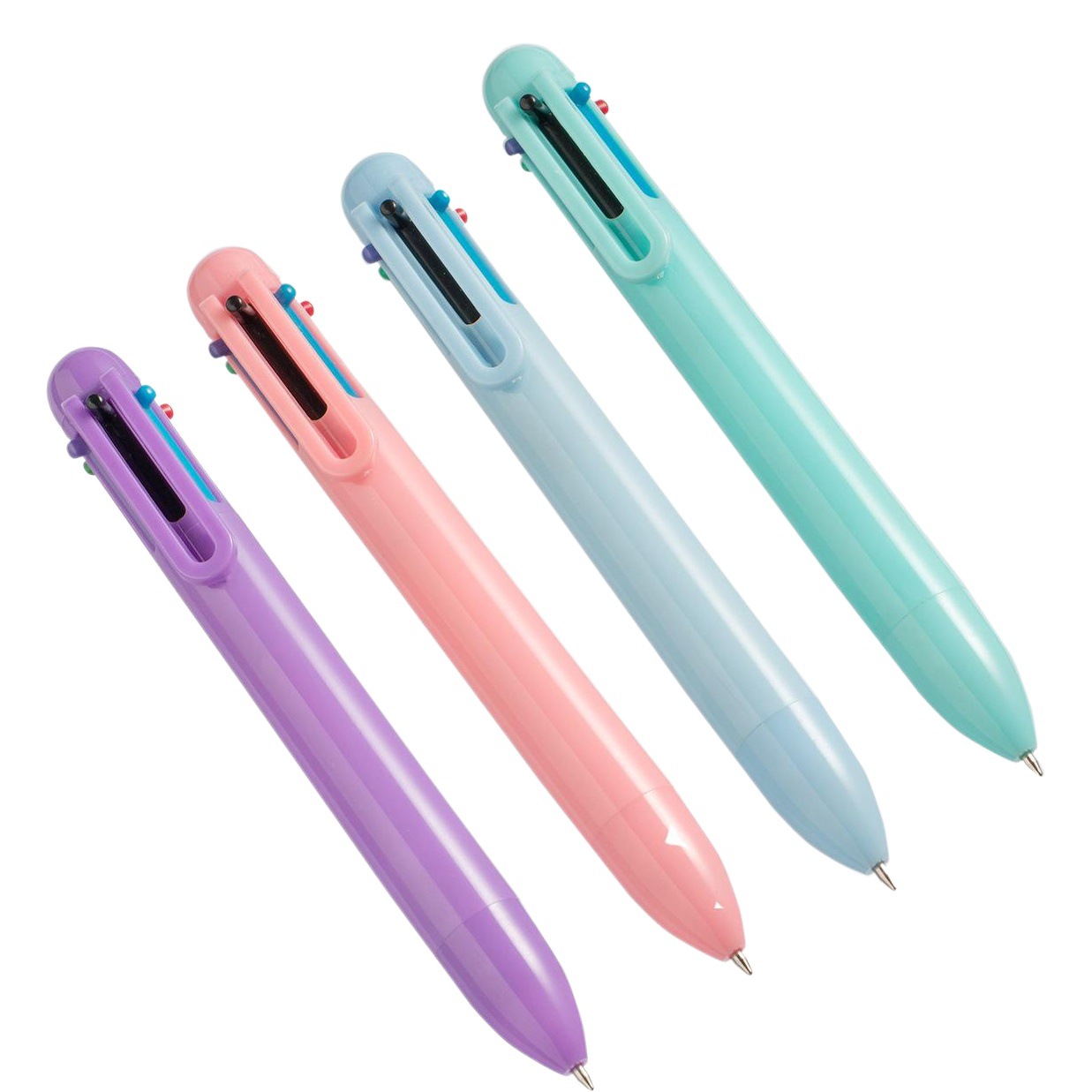 Color Shell prensa multicolor bolígrafo personalizado pluma de seis colores de dibujos animados color a juego se puede utilizar como LOGO fábrica al por mayor