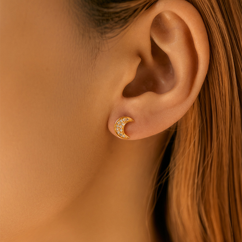 Women's Gender 1 Pair Simple Style Geometric Inlay Copper Zircon 18K Gold Plated Ear Studs