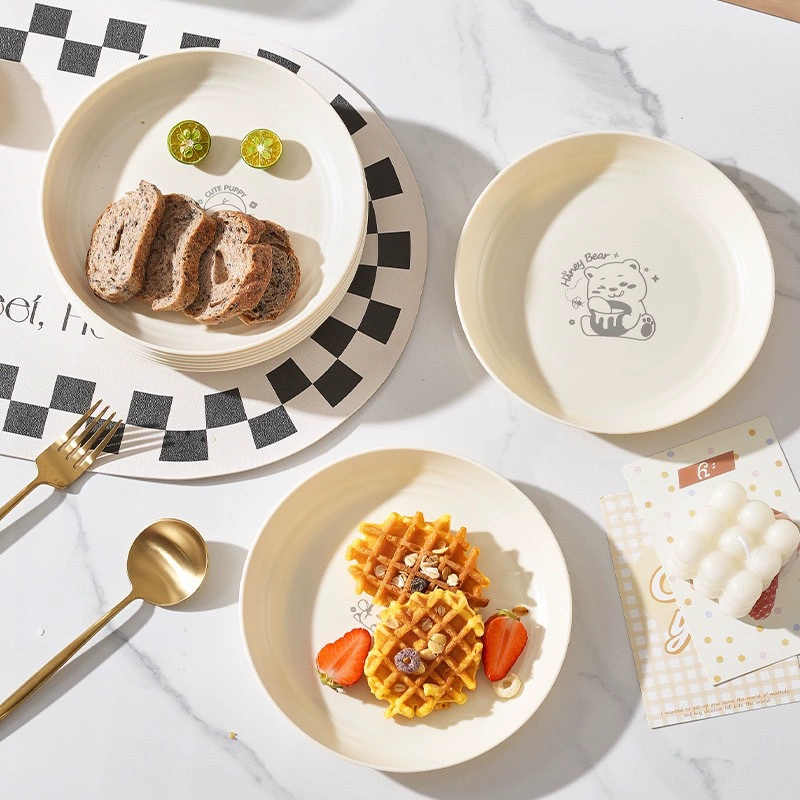 Creative Bone Spit Dish Cream Disc Thickened Household Disc Plastic Food Grade Dining Table Dish Kitchen Fruit Snacks Dish