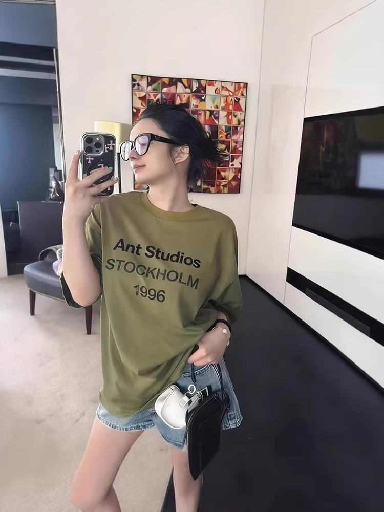 Camiseta de Algodón de Manga Corta con Estampado de Letras 1996, Corte Holgado Unisex