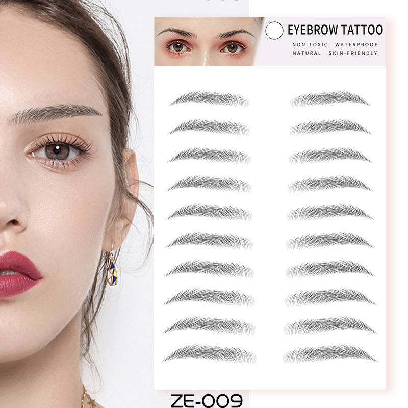 6D Artificial Eyebrow Stickers for Lazy People Waterproof 3D Artificial Ecological Eyebrow Stickers Douyin Internet Celebrity Water Transfer Tattoo Stickers Eyebrow Stickers