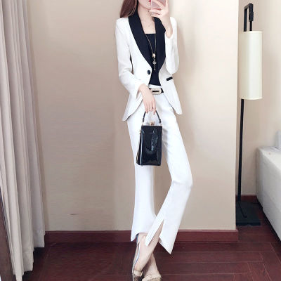 2021 Autumn new pattern Small suit suit Korean Edition fashion temperament British style Bell-bottoms Two piece set Western style