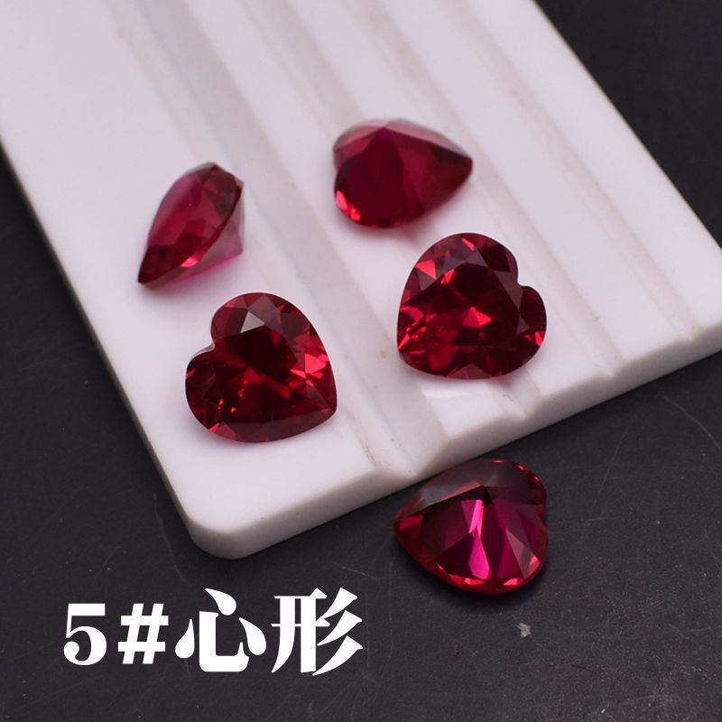 No. 5 heart-shaped ruby naked stone 5#ruby synthetic red corundum with stone pigeon hemoglobin ring inlaid DIY No. 5 heart-shaped ruby naked stone 5#ruby synthetic red corundum with stone pigeon hemoglobin ring inlaid DIY