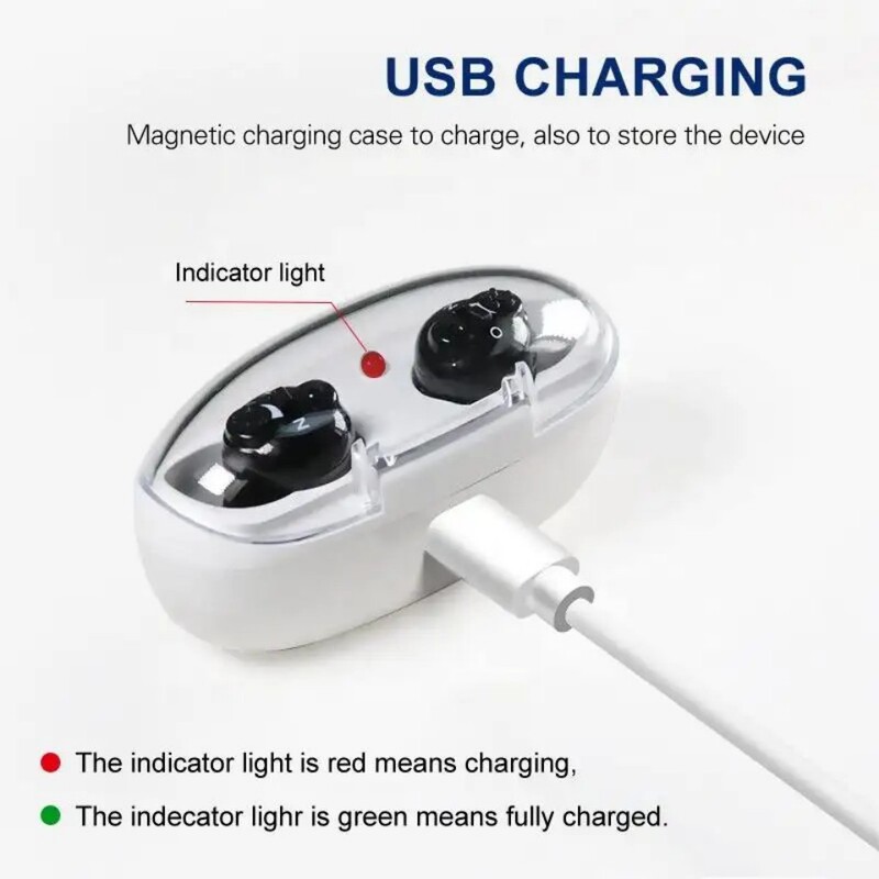 高齢者向け充電式不可視補聴器、中重度難聴、耳かけ型集音器、ノイズフリー、クロスボーダーメーカー直販|undefined
