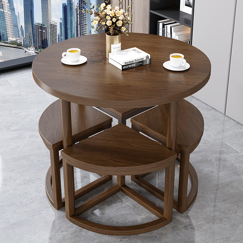 4 bancos + mesa de color nuez