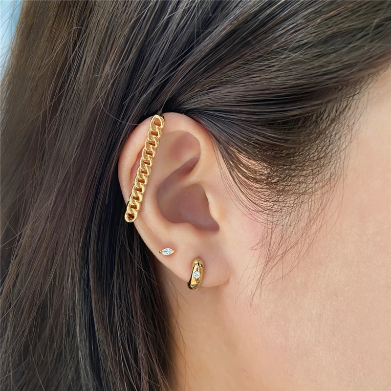 INS Style Geometric Sterling Silver Plating Zircon Earrings 1 Pair
