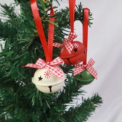4cmカラー塗装クリスマス鈴クリスマスツリー祝日装飾工芸リボン雪花五星鈴ストラップ