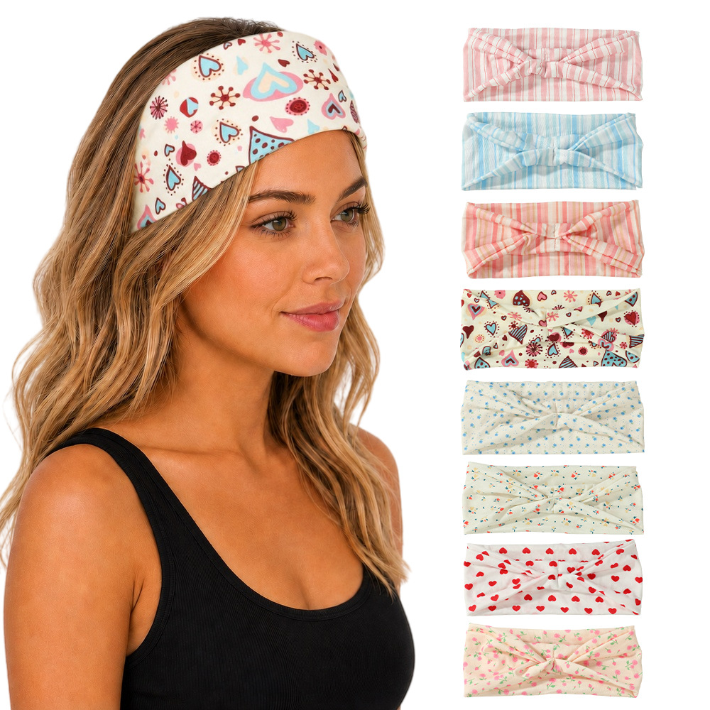 European and American Ins Style Plaid Twist Hairband, Elastic Wide Band That Doesn'T Squeeze the Head, Fresh and Simple Plaid Headscarf Wholesale