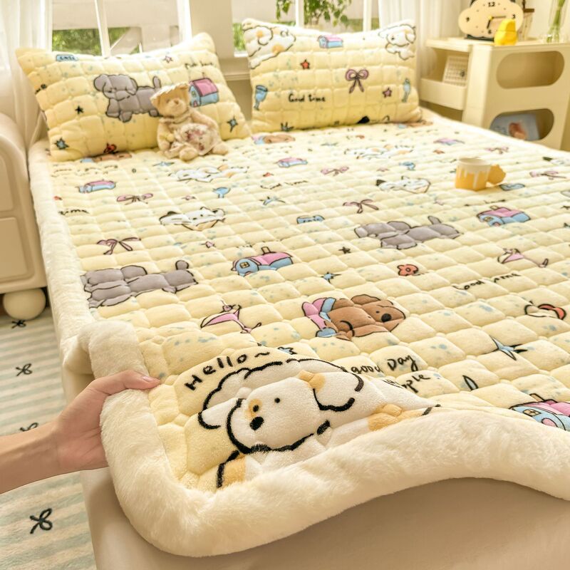 Winter Thickeneded Milk Velvet Mattress Cushion Household Plush Mattress Student Dormitory Single Bed Pad Mattress Bed Talk