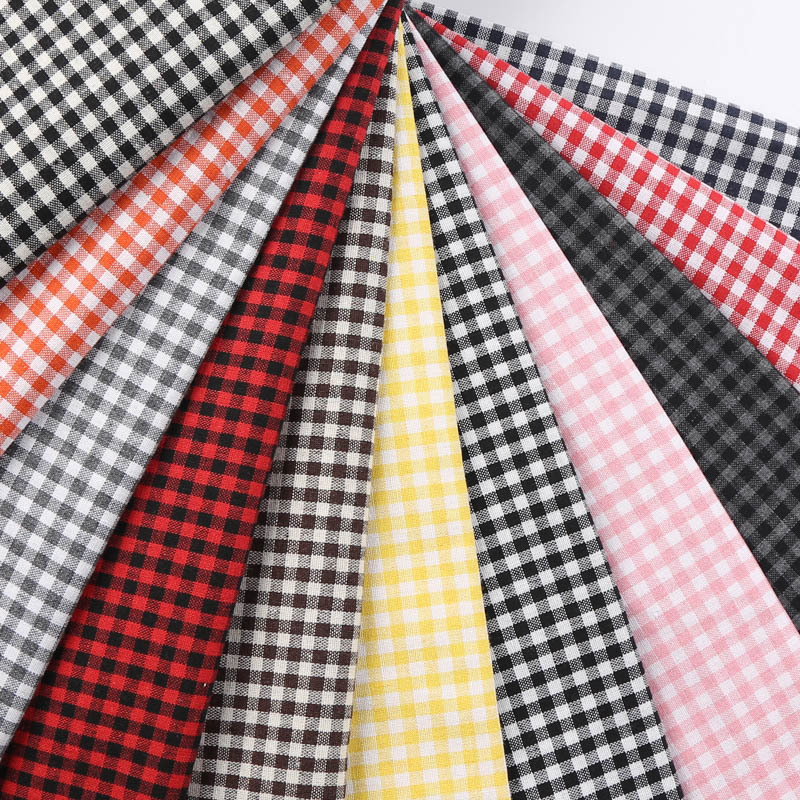 0.4cm Polyester-Cotton Plain Yarn-Dyed Washed Chaoyang Plaid Spring and Summer Men's and Women's Fashion Children's Clothing Pants Tablecloth Fabric Batch