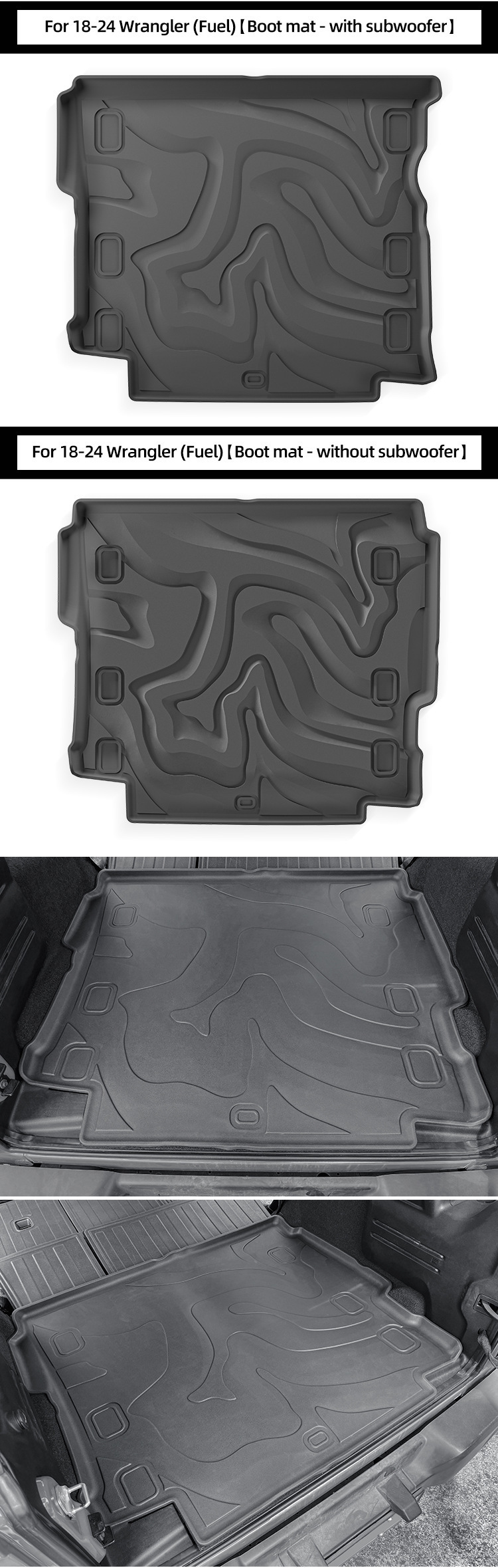 Suitable for 18-24 Jeep Wrangler Car Floor Mats, Fully Environmentally Friendly Tpe Floor Mats, Trunk Mats