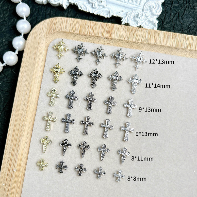 New Flash Stereo Cross Nail Art Jewelry Punk Style Nail Diamond Super Flash Alloy Nail Art Decoration Accessories