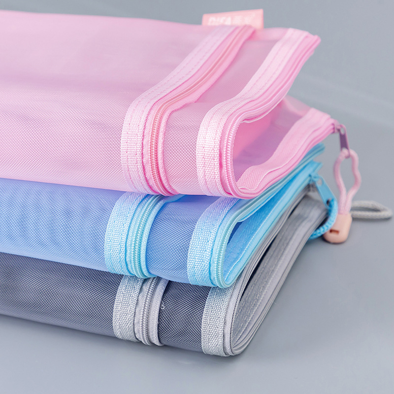 A4 bolsa de archivo engrosada bolsa de cremallera bolsa de malla de nylon bolsa de malla translúcida prueba de material de papel bolsa de almacenamiento A6 pequeña caja de lápices