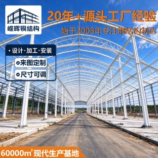 嵘晖弧形钢构大棚 拱形钢结构工程搭建按需定制 源头工厂上门施工