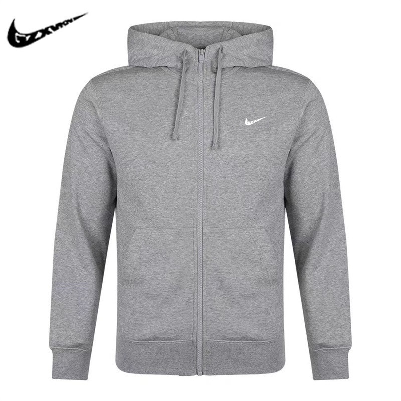 Cross-Border 2025 Men's and Women's Spring & Fall Couple Trendy Full Zipper Cardigan Large Terry Hooded Pullover Embroidered Bottoming Shirt